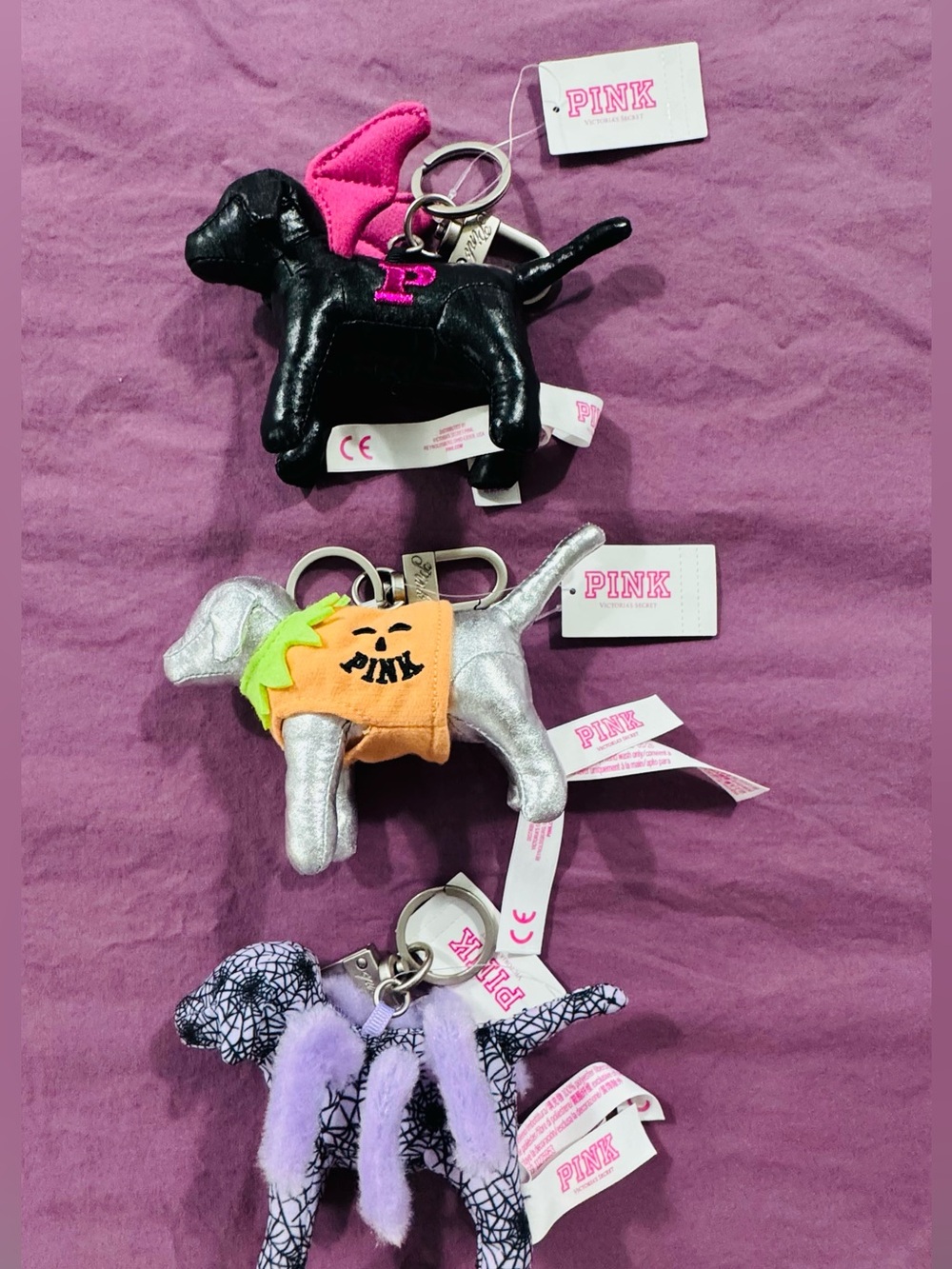 NWT VS PINK Halloween Micro Dog Keychain Charms Set of 3